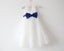Light Ivory Lace Tulle Flower Girl Dress With Royal Blue Sash/Bows Sleeveless Floor-length IN215