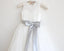 Light Ivory Lace Tulle Sleeveless Long Flower Girl Dress With Silver Sash/Bowss IN214