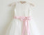 Ivory Lace Tulle Ivory Flower Girl Dress With Pink Sash/Bows Sleeveless Floor-length IN207