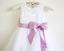 White Lace Lilac Baby Girls Dress, Tulle Flower Girl Dresses With Lilac Sash IN203