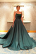 A-line Spaghetti Straps Dark Green Long Prom Dress Evening Dress INS21