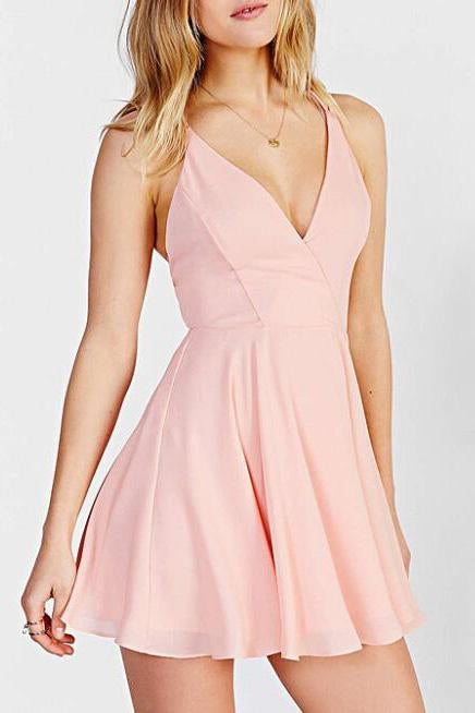 Lovely Homecoming Dresses,A line Homecoming Dress,Pink Prom Dresses,V Neck Prom Dress,Short Prom Dress,Simple Homecoming Dresses,Short Homecoming Dress,Open Back Prom Dress,Prom Party Dress