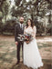 Charming V-neck Long Sleeve Top Lace Long Cheap Wedding Dresses INM86