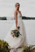 Simple V Neckline A-line Backless Ivory A Line Beach Wedding Dress INC92