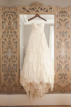 Princess A Line Sweetheart Hi-Low Tiered Chiffon Wedding Dress INB06