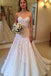Charming Sweetheart Sweep Train A Line Long Wedding Dress with Lace Appliques INB10