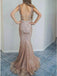 Spaghetti Straps Mermaid Ivory Lace Long Cheap Prom Dresses INN11