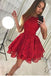 Cute Red Lace A Line Short Homecoming Dress,Cocktail Dresses INB11