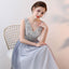 Unique Ombre Beaded A Line Long V Neck Sleeveless Prom Dress INA70