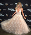 Charming A Line Tulle Lace V Neck Floor Length Prom Dresses INI46