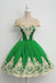 A-line Homecoming Dresses,Green Prom Dresses,Short Prom Dress,Green Homecoming Dresses,Cap Sleeves Prom Dresses,Graduation Dress,Girls Party Dress,Elegant Homecoming Dresses