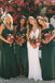 A-Line Dark Green Chiffon Long Cheap Bridesmaid Dress INS47