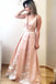 Elegant A Line Deep V Neck Long Satin Formal Evening Prom Dress With Lace ING2