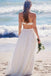 Simple Strapless Lace Long White Beach Wedding Dresses IN534
