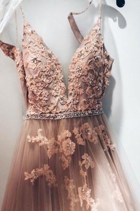 Sweetheart Spaghetti Straps Lace Appliques Floor Length Prom Dress, Formal Evening Dress INF36