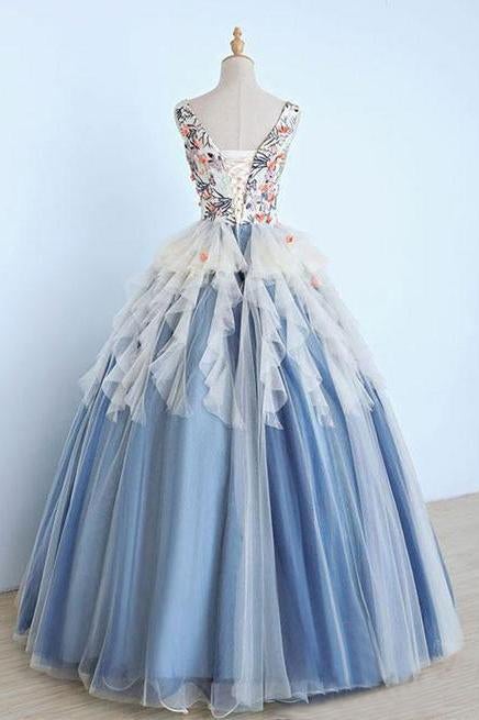 Unique Long Applique Ball Gown Prom Dress,Quinceanera Dresses,Sweet 16 Dress IN862