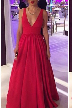 stunning Long Satin Red Prom Gowns,Sexy Backless Evening Party Dresses IN123