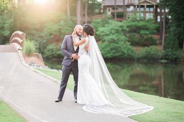 Alencon Lace Edge Cathedral Tulle Ivory Wedding Veil WV15