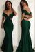 Sexy Off the Shoulder Cross Backless Green Mermaid Prom Dresses IND73