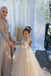 Princess Ball Gown Long Sleeves Tulle Long Flower Girl Dress with Lace Appliques INB98