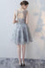 Unique A-line Scoop Grey Mini Tulle Sleeveless Homecoming Dresses INA73