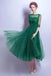 Dark Green Cheap Applique Lace Short Homecoming Dresses With Half Sleeves,Graduation Gowns INC20