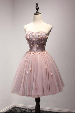 Cheap Homecoming Dress,Sweetheart Homecoming Dresses,Short Homecoming Dresses,Tulle Prom Dresses,A-Line Homecoming Dresses,Ball Gown Prom Dresses,Flowers Prom Dress