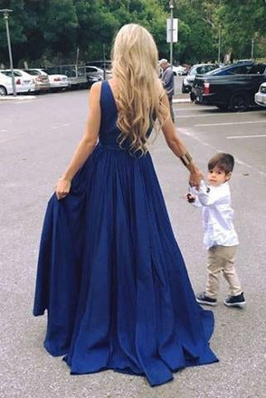 Sexy Taffeta A-line Floor-length V Neck Long Prom Dresses IN969