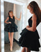 V Neck Lace Short Satin Layered A-Line Knee Length Short Prom Dresses,Homecoming Dresses INC15