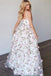 Princess A-line V-neck Straps Floral Lace Long Prom Dresses INA82