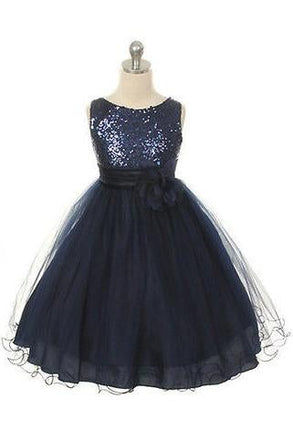 Ball Gown Round Sleeveless Tulle Flower Long Flower Girl Dress IN704