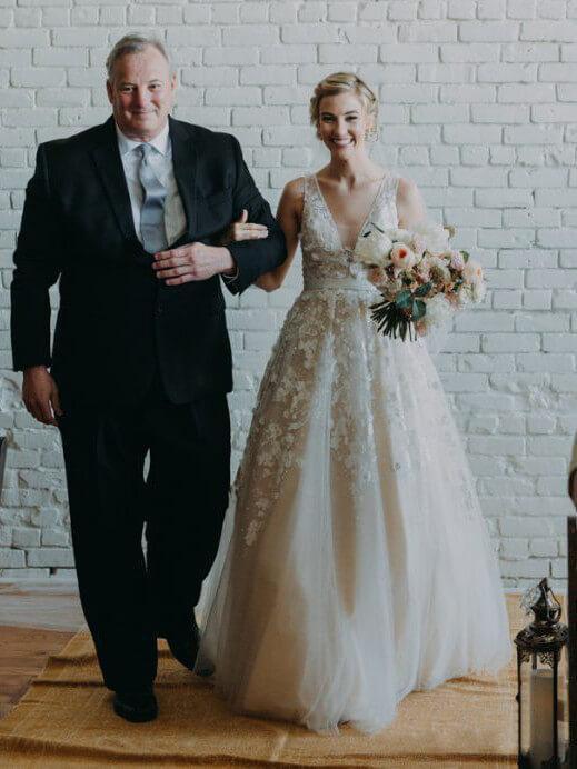 Simple Lace Applique A Line V Neck Tulle Beach Wedding Dress INF86