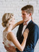 Simple Lace Applique A Line V Neck Tulle Beach Wedding Dress INF86