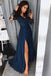 Charming Prom Dresses,Long Sleeves Prom Gown,Split Prom Dress,Long Prom Dress