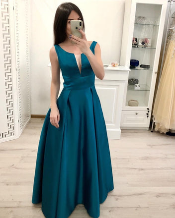Simple A Line Satin Prom Dresses, Cheap Formal Dress For Teens INI19