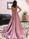 Cheap Simple Spaghetti Strap Long Prom Dresses Side Slit INH47