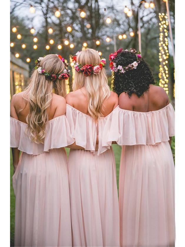 Off the Shoulder Burgundy Bridesmaid Dresses Cheap Long Bridesmaid Dress INO23