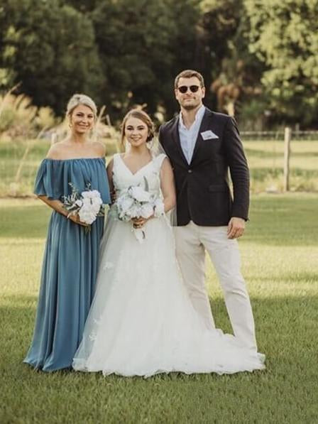 Off the Shoulder Burgundy Bridesmaid Dresses Cheap Long Bridesmaid Dress INO23