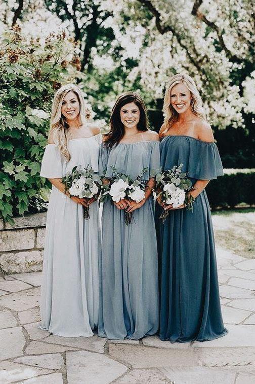 Off the Shoulder Burgundy Bridesmaid Dresses Cheap Long Bridesmaid Dress INO23