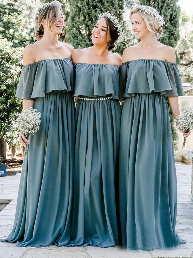 Off the Shoulder Burgundy Bridesmaid Dresses Cheap Long Bridesmaid Dress INO23