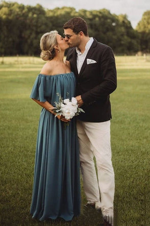 Off the Shoulder Burgundy Bridesmaid Dresses Cheap Long Bridesmaid Dress INO23