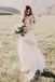 A Line Long Sleeve Lace Appliqued Ivory Beach Wedding Dress INF83