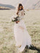 A Line Long Sleeve Lace Appliqued Ivory Beach Wedding Dress INF83