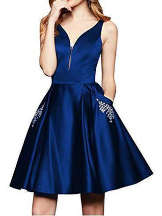 Maroon Short A Line Beading Homecoming Dresses with Pocket INO12