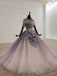Sparkly Ball Gown Half Sleeves Ombre Quinceanera Dress with Flowers INS90
