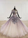 Sparkly Ball Gown Half Sleeves Ombre Quinceanera Dress with Flowers INS90