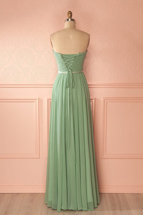 Simple Chiffon Plus Size Sweetheart Prom Dress, Lace-up Back Pleated Prom Dress IN118