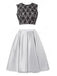 Two Pieces A-line Black Lace Satin Short/Mini Open Back Homecoming Dresses IN229