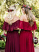 Off the Shoulder Burgundy Bridesmaid Dresses Cheap Long Bridesmaid Dress INO23