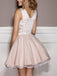 Pink Appliqued A Line Homecoming Dresses V Neck Short Hoco Dress INO9